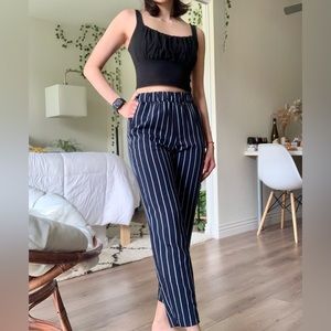 Navy Striped Pants